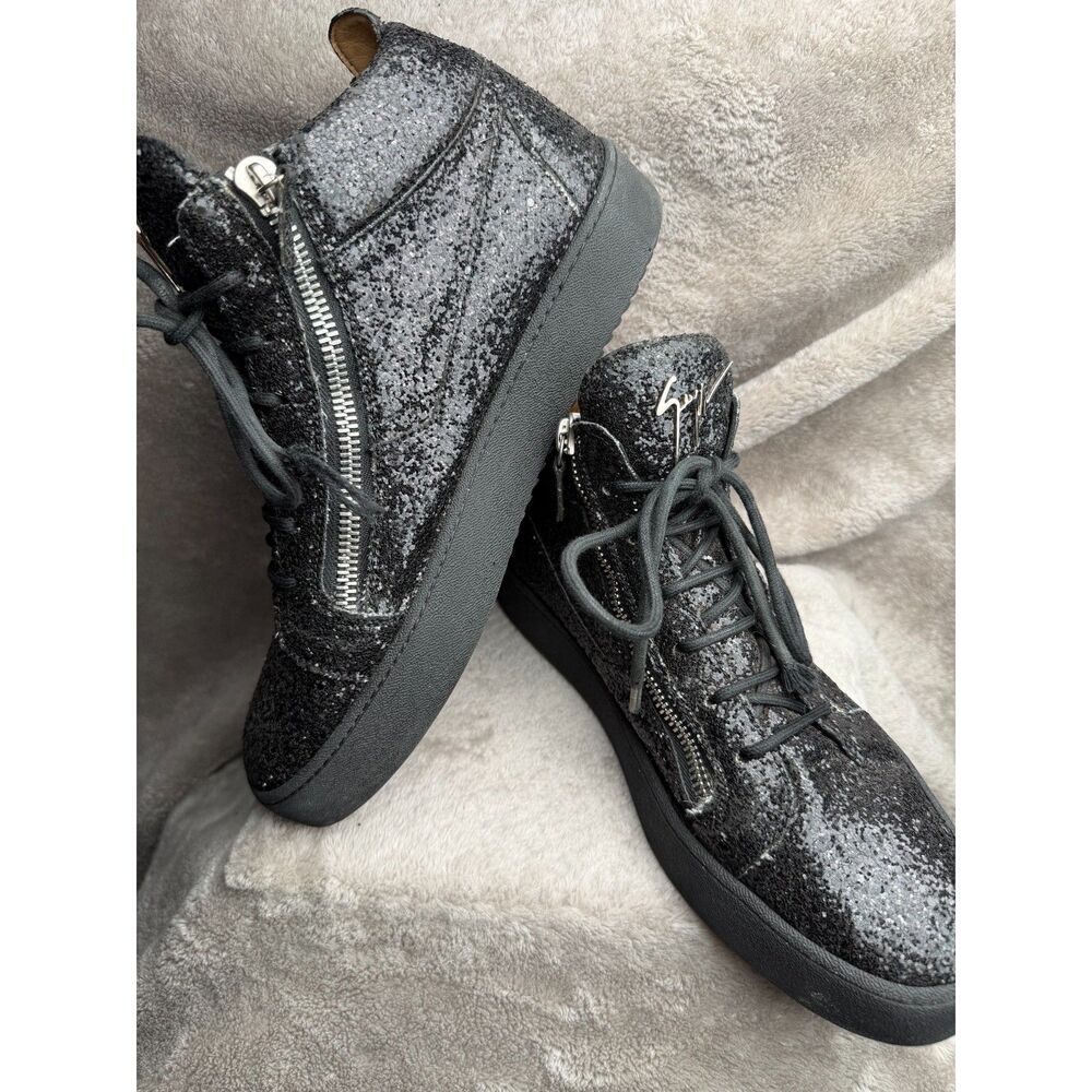 Giuseppe Zanotti Black Glitter Side-Zip Sneakers - Men's EU 45.5 / US 12.5
